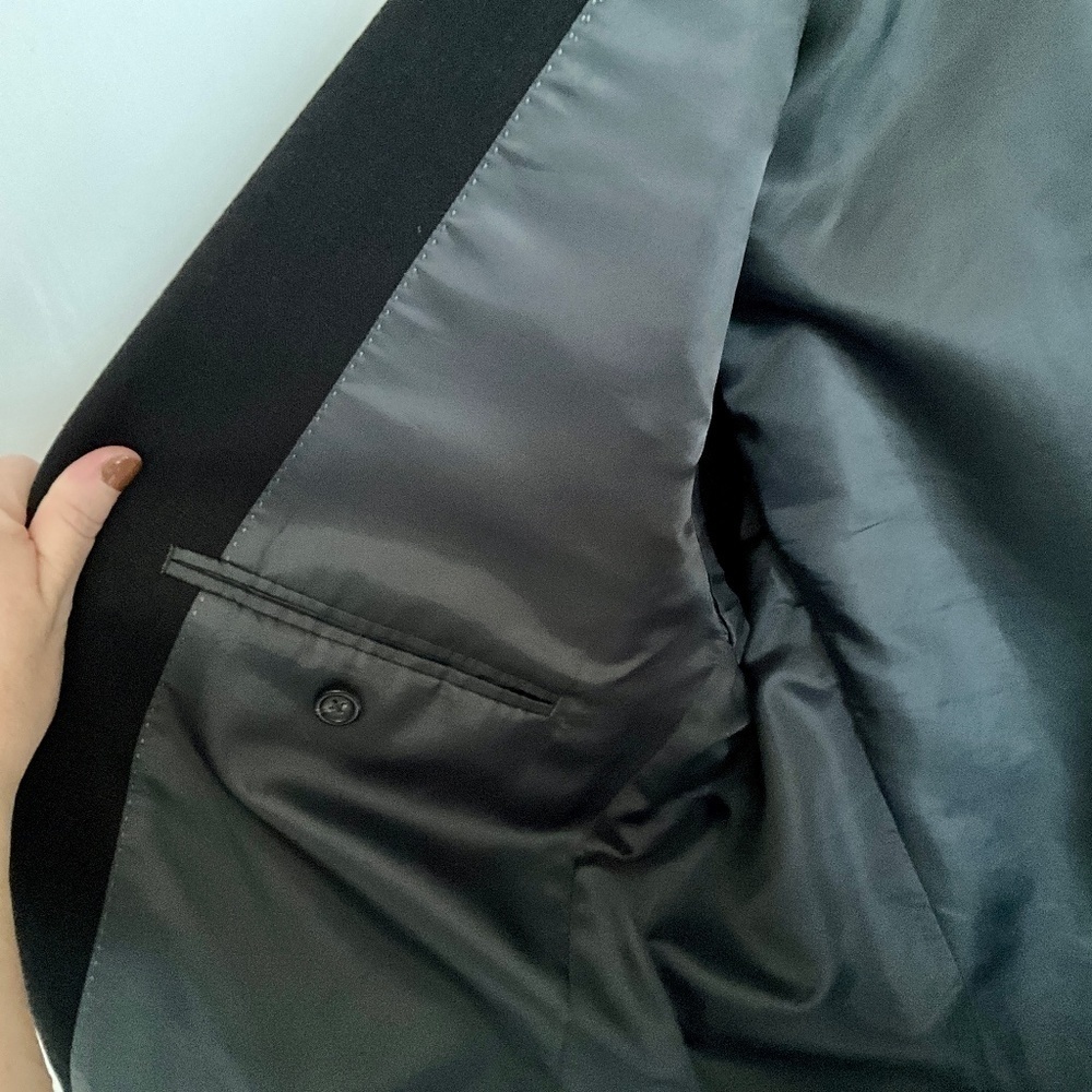 Tailored Black Linen Blend Blazer Structured Quiet Luxury Oversized Sz 46R - Picture 10 of 11
